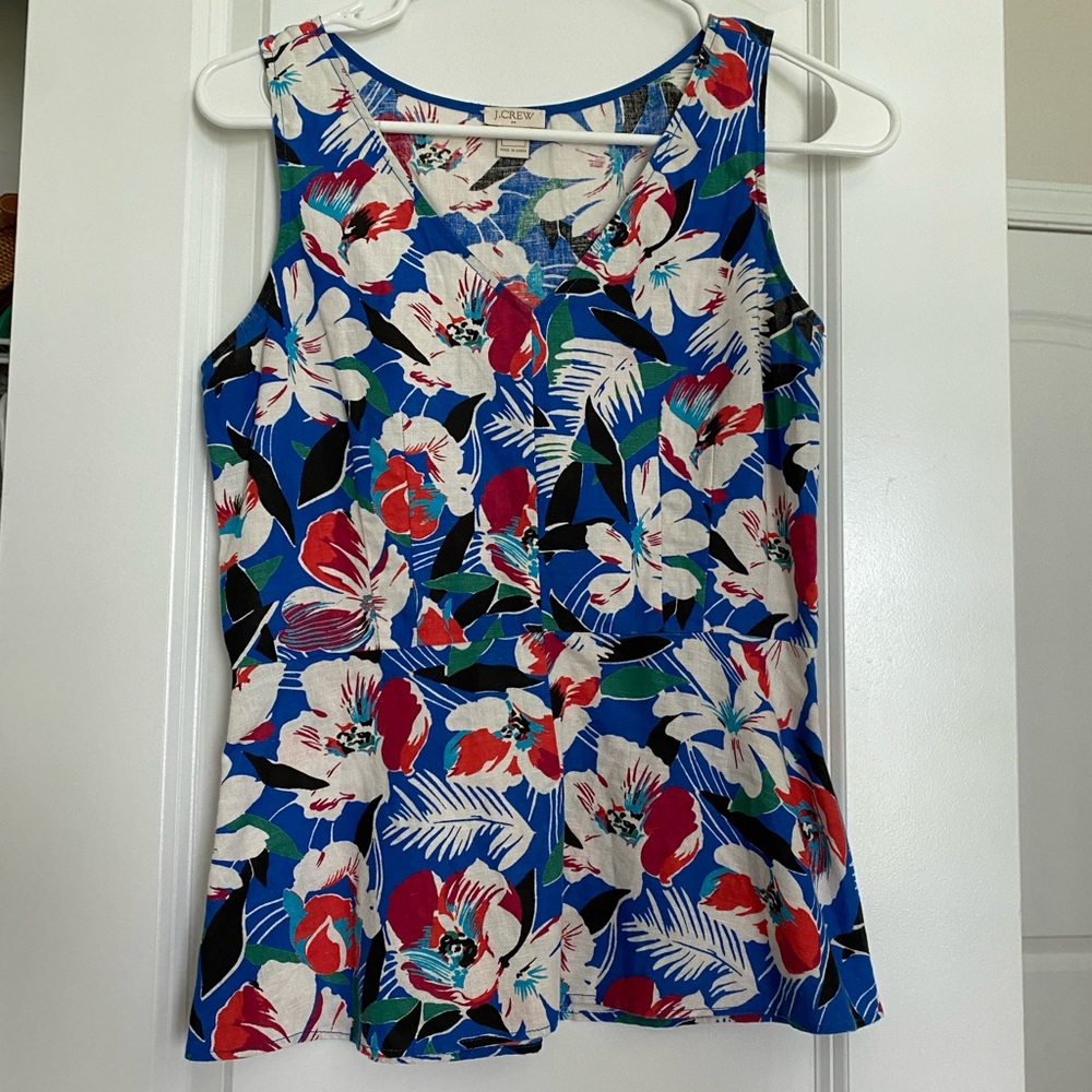 Womens J. Crew tropical print sleeveless top 00